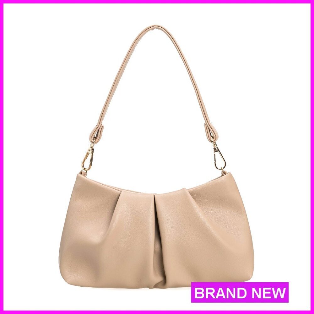 Pleated PU Clutch Evening Purse Formal Faux Leather Shoulder Handbag Elegant